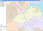 League City  Wall Map Color Cast Style